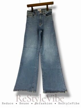 FRAME Women’s Size 25 Denim Jeans Wide Leg Style High Rise Fit Stretch Bixby